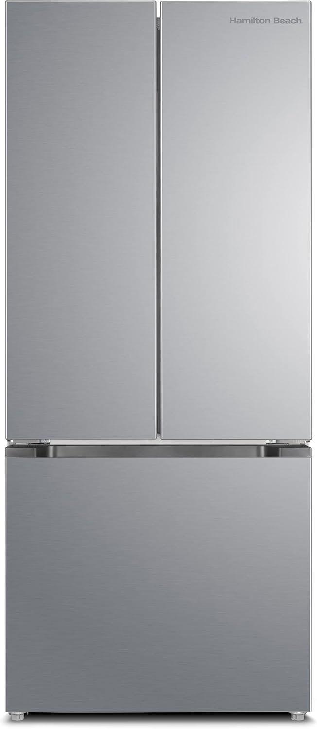 Simzlife 17.5 Cu. ft. Counter-Depth Refrigerator, French Door Refrigerator with Bottom Freezer, Stainless Steel