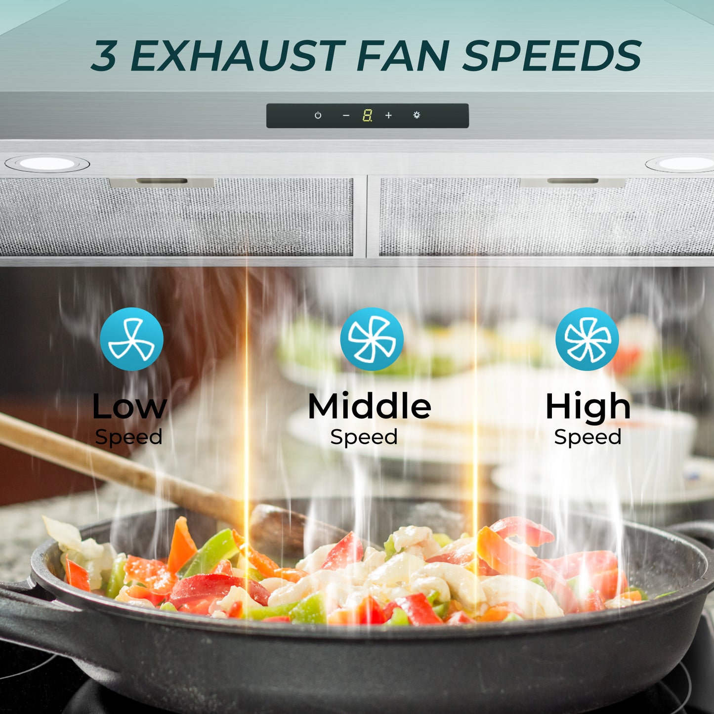 Simzlife Wall Mount Range Hood 30 inch, Range Hood 450 CFM, Vent Hood with 3 Speed Exhaust Fan and 2 2W LED Light, Soft Touch Panel, 2 Washable Filter, Stainless Steel