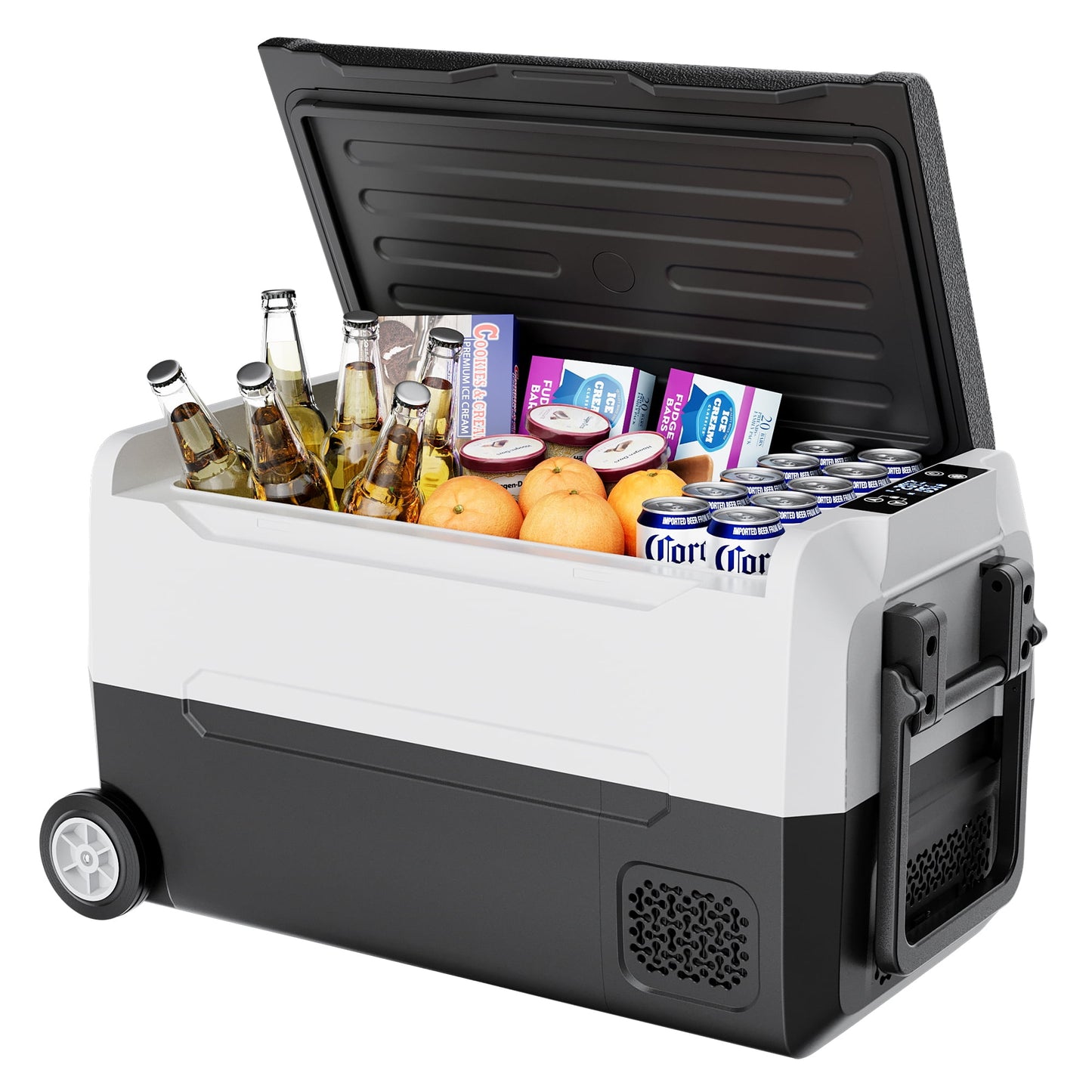 Simzlife 12 Volt Car Refrigerators, -4℉~68℉, 37 Quart Portable Freezer 12/24V DC & 120-240V AC, Removable Divider, Car Fridge for Trunk, RV, Camping, Travel, Fishing, Outdoor or Home
