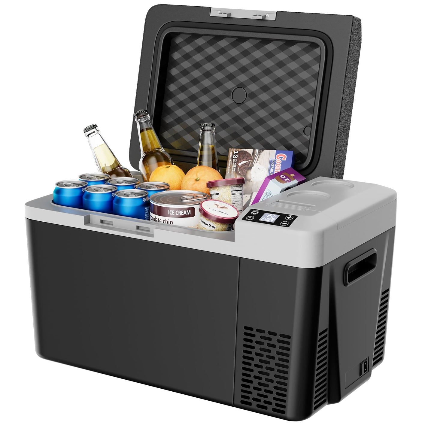 Simzlife 26Qt Car Refrigerator, Portable Fridge with DC&AC for Outdoor, Home, 23.07 in D, 13.66 in Hļ¼Black