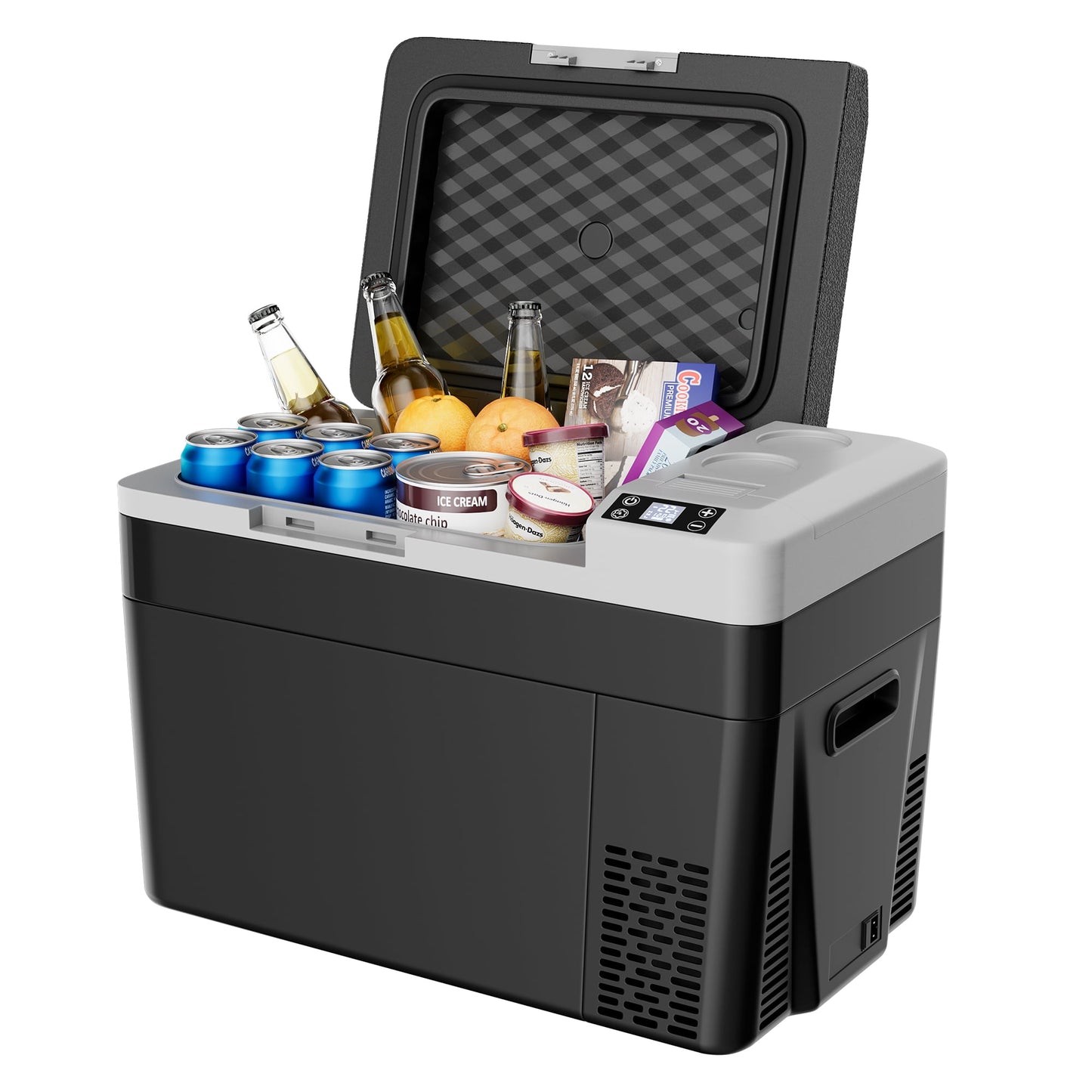 Simzlife 32Qt Car Refrigerator, Portable Fridge with DC&AC for Outdoor, Home, 23.23 in D, 16.34 in H, Black