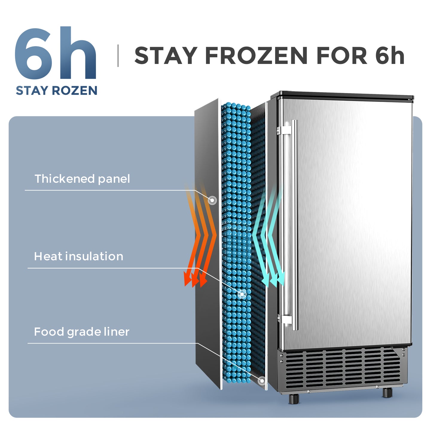 Simzlife 80lbs /24H Freestanding/Built-In Commercial Ice Maker Machine, Clear Cube