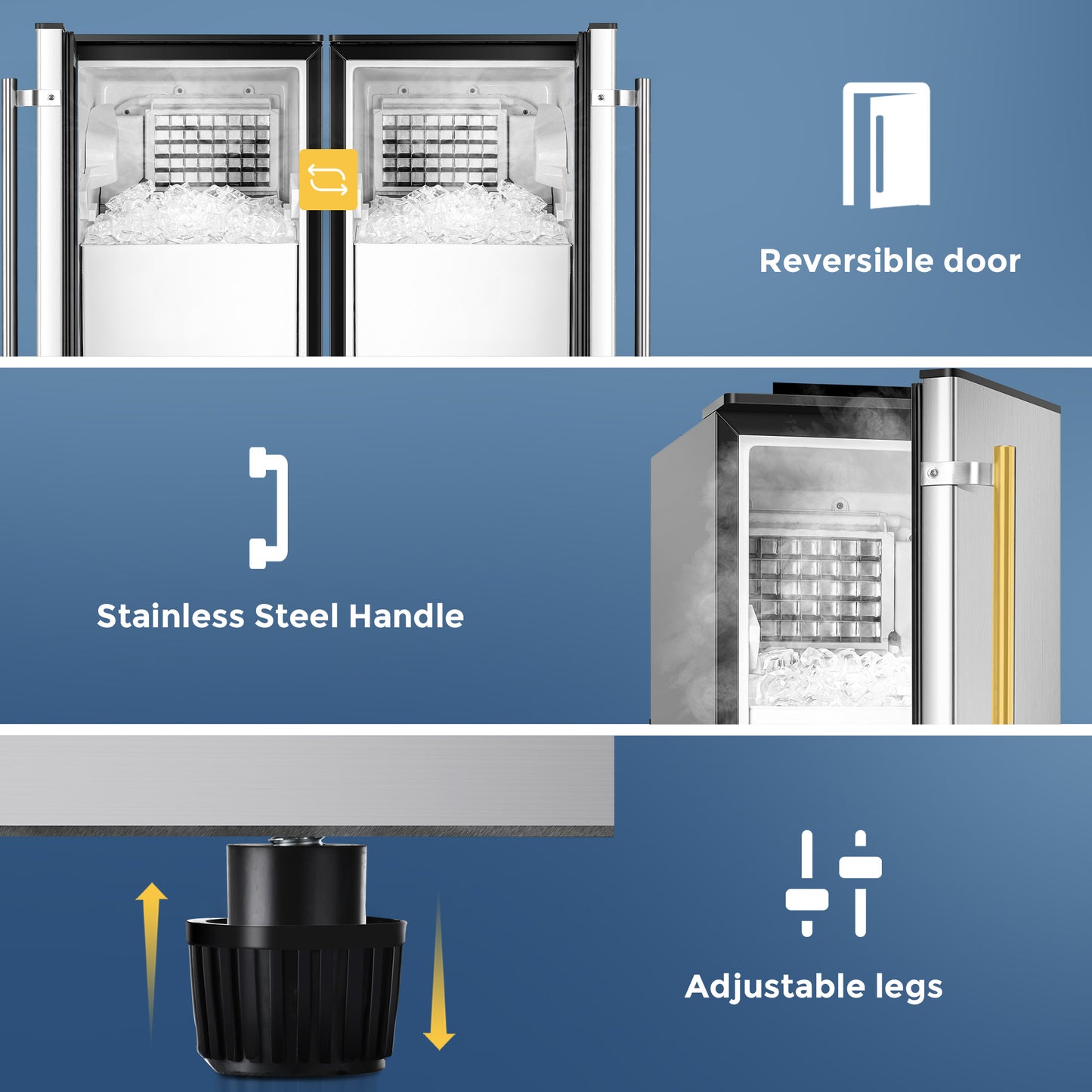 Simzlife 80lbs /24H Freestanding/Built-In Commercial Ice Maker Machine, Clear Cube