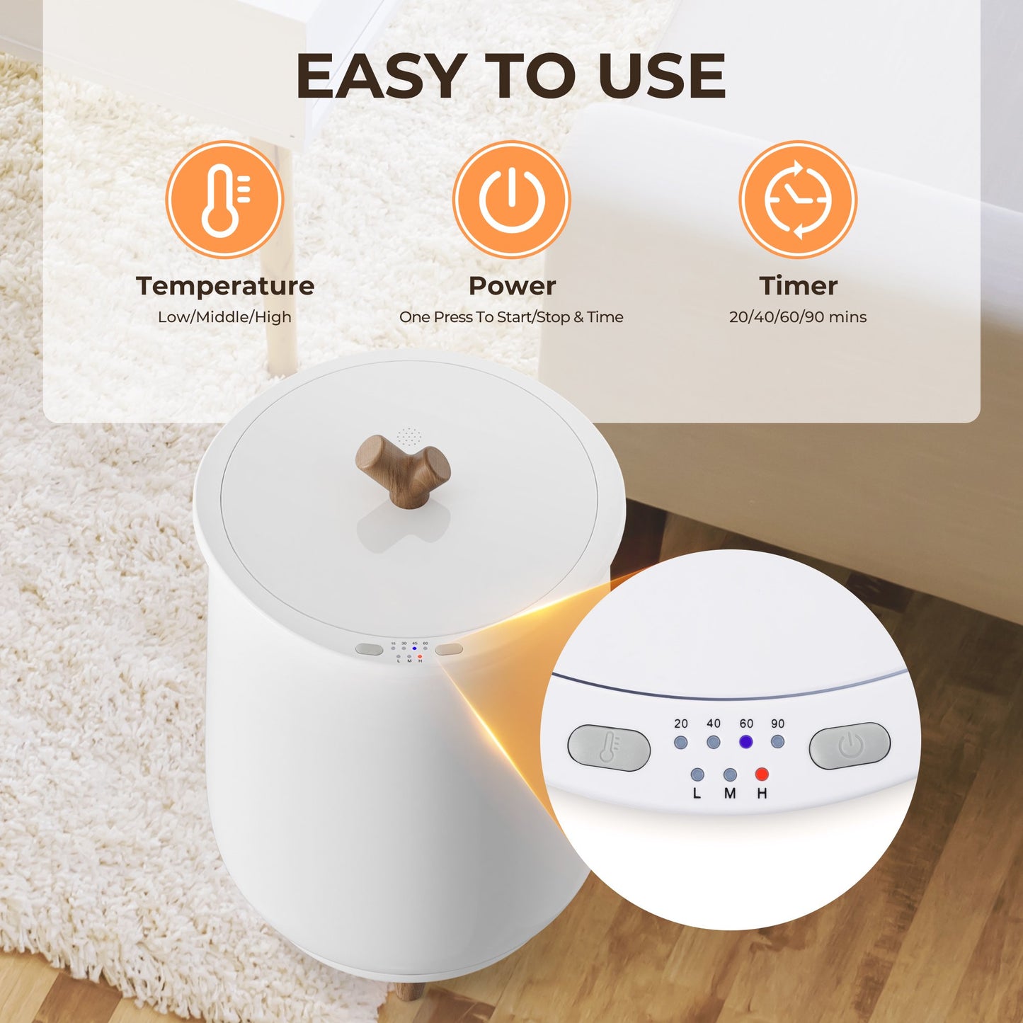 Simzlife Towel Warmers for Bathroom,20L Towel Warmers Buckets Spa with 20/40/60/90 Timing