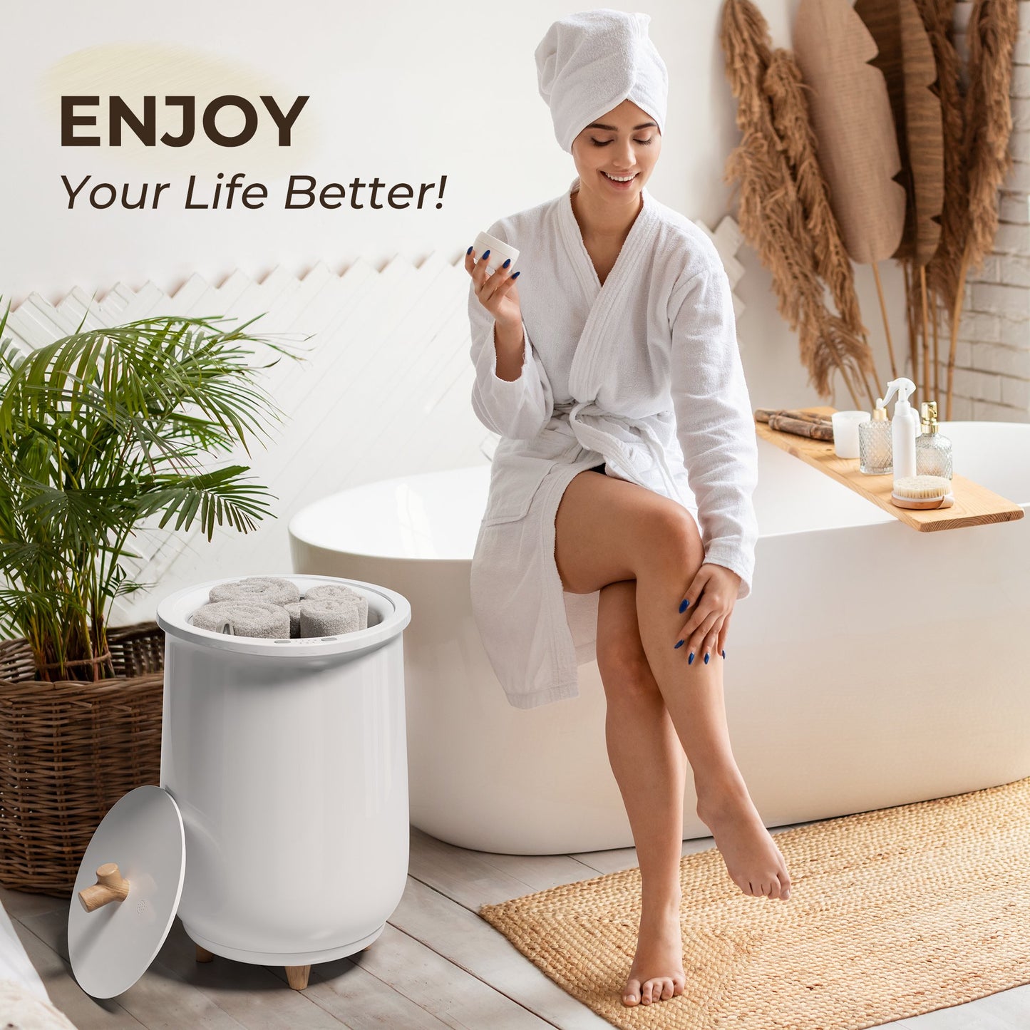Simzlife Towel Warmers for Bathroom,20L Towel Warmers Buckets Spa with 20/40/60/90 Timing