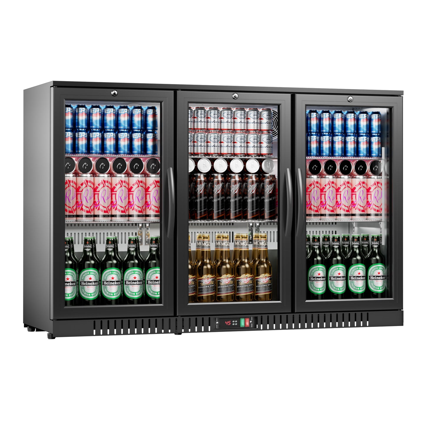 Simzlife 11.4 Cu.Ft Back Bar Cooler With 3 Glass Doors, 53" Counter Height Beverage Refrigerator with LED Lighting, Commercial Display Bar Fridge for Beer,Soda Drinks,Wine, Black