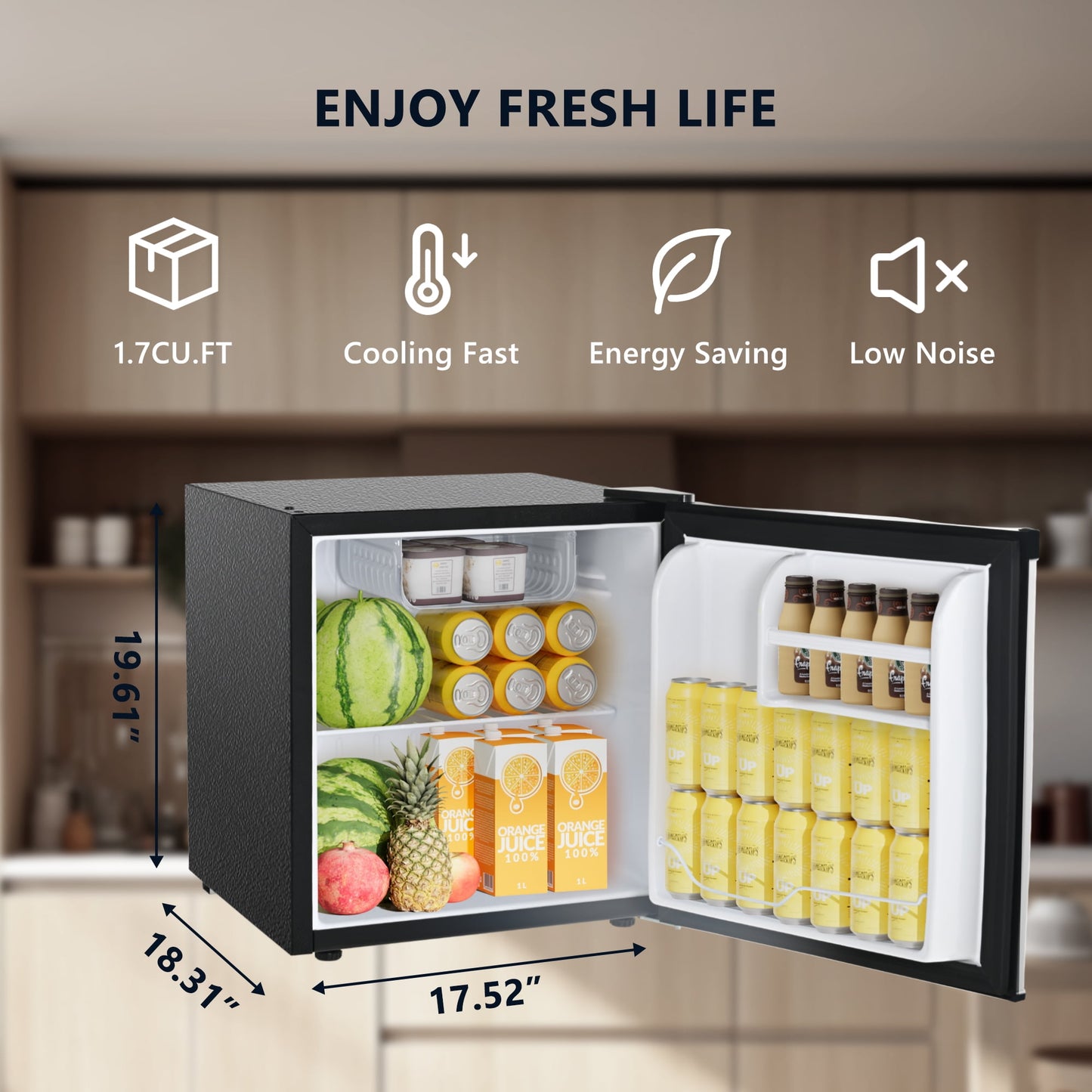 Simzlife 1.6 Cu.ft Mini Fridge with Freezer, Single Door Mini Refrigerator, Silver