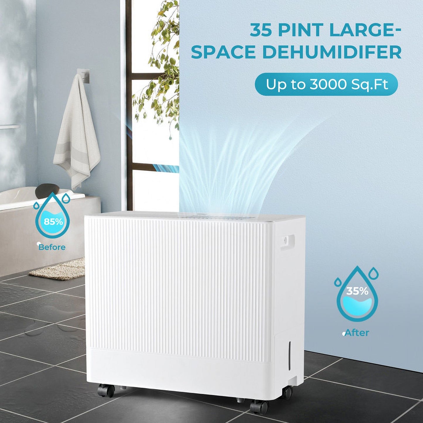 Simzlife Dehumidifier 35 Pint to 85 Pint Max for 3000 Sq ft for Basements, Home, Bathroom