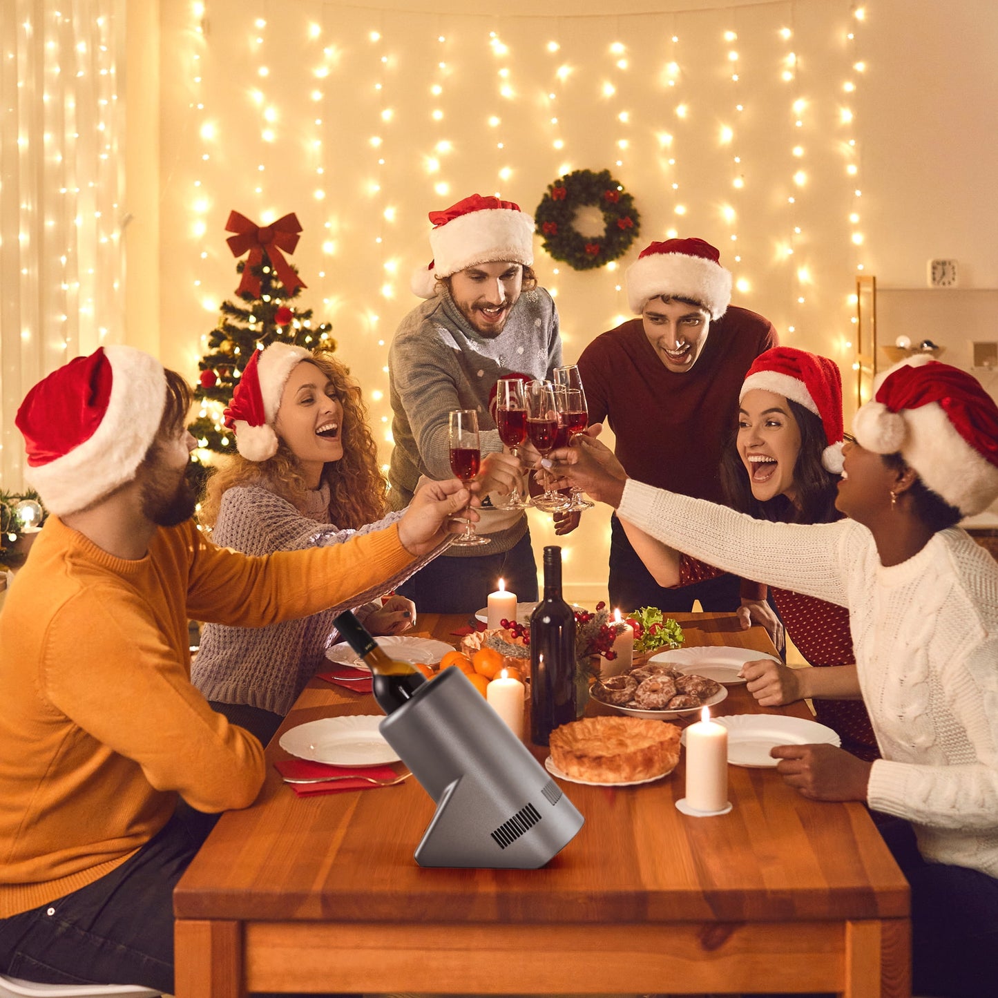 Simzlife Single Bottle Electric Wine Chiller with Digital Display & Wine Pourer for Wine & Champagne