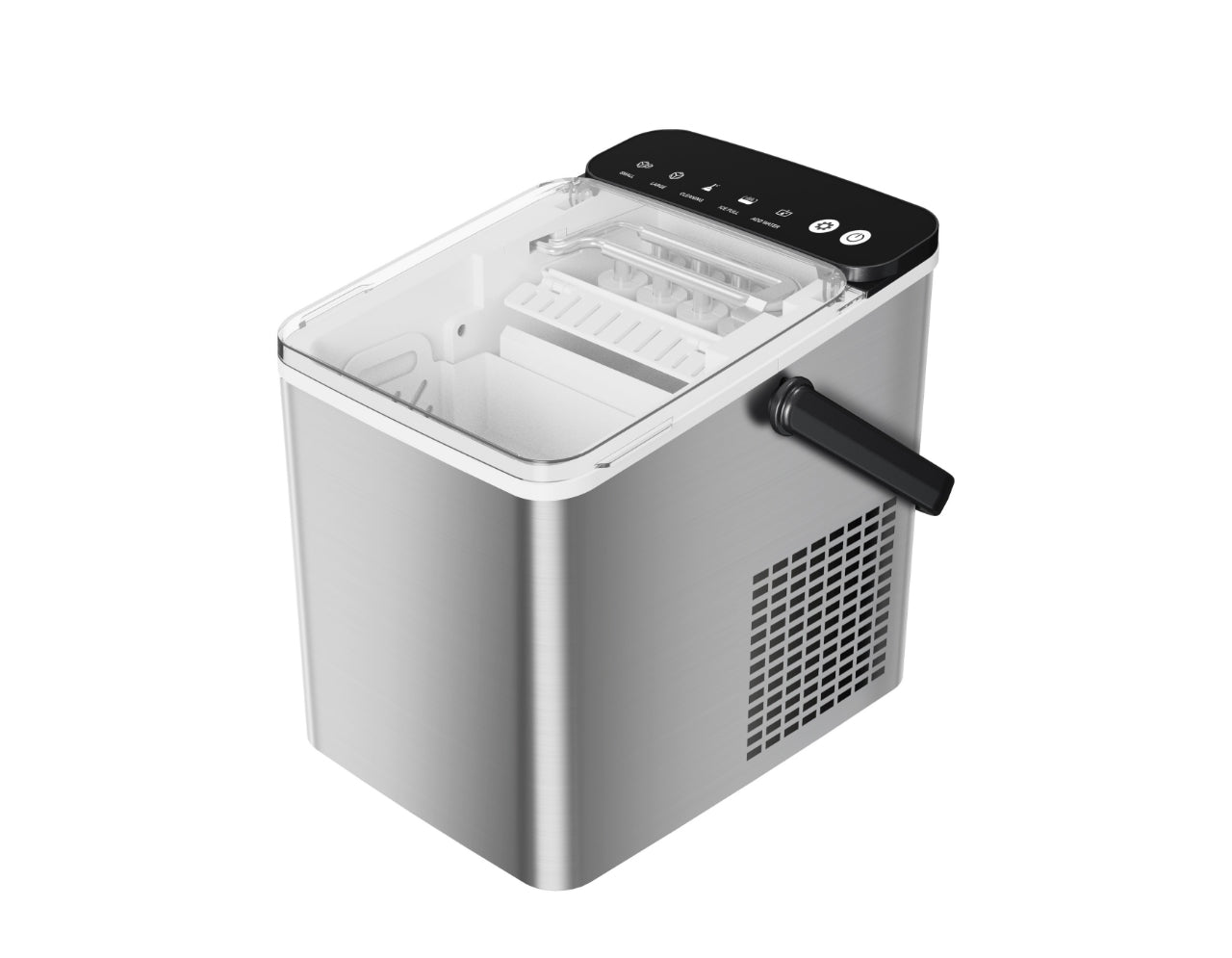 SIMZLIFE Countertop Ice Maker with Portable Handle, 26lbs/24H, 9 Cubes Ready in 6 Mins, Self-Cleaning, Compact Ice Machine with Basket & Scoop, Sliver