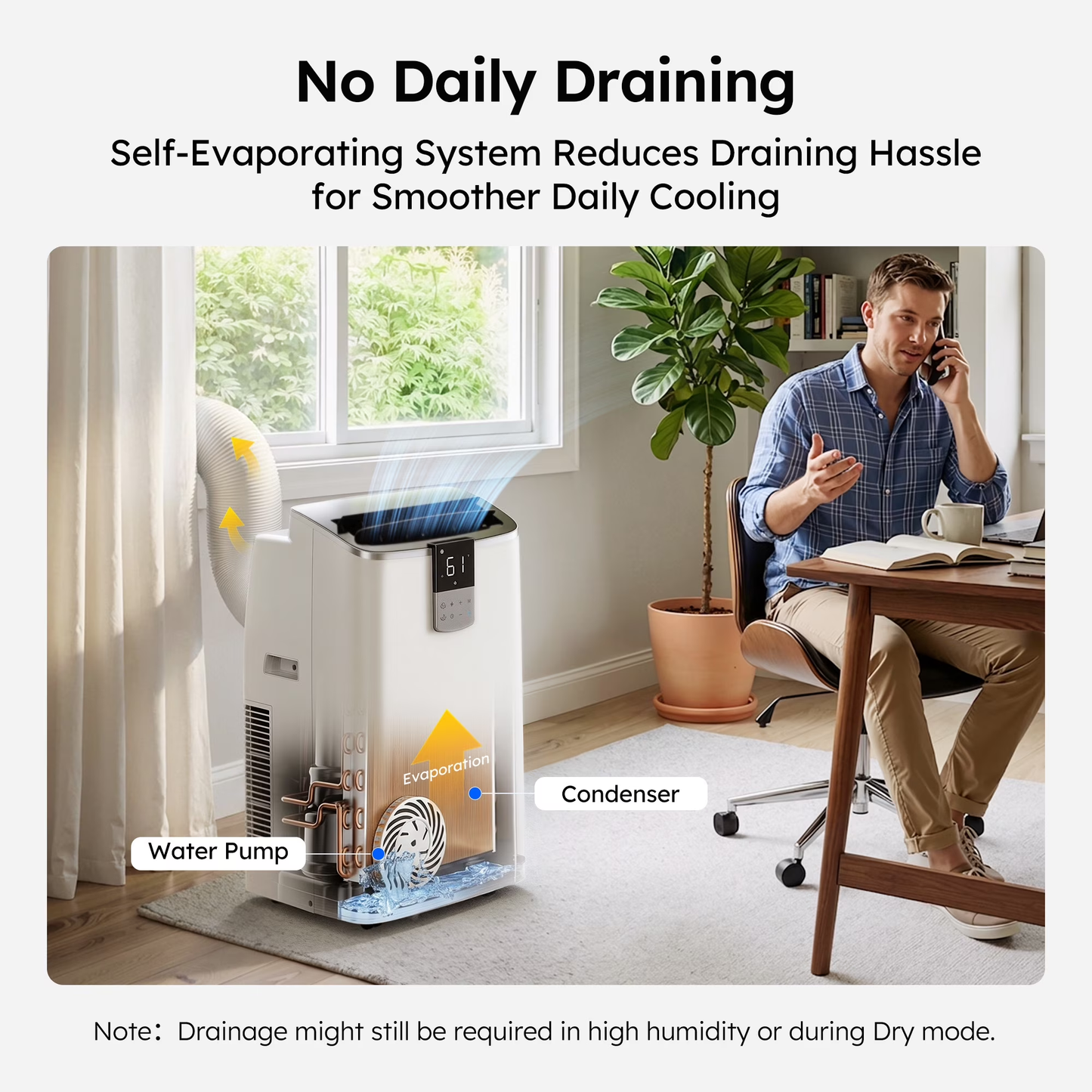 SIMZLIFE 14000 BTU Portable Air Conditioner with WIFI for Room Cooling and Heating, Portable AC Unit with Remote Control