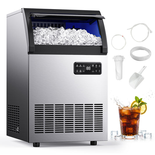 SIMZLIFE Commercial Ice Maker 200Lbs/24H, NSF Certified, Stainless Steel, Auto Cleaning