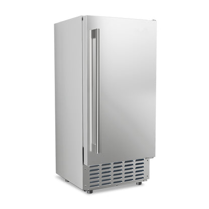 Simzlife 15" Nugget Ice Maker, 66 lbs/24H Built-In or Freestanding, Auto-Cleaning, Ice-Full Alert, Silver