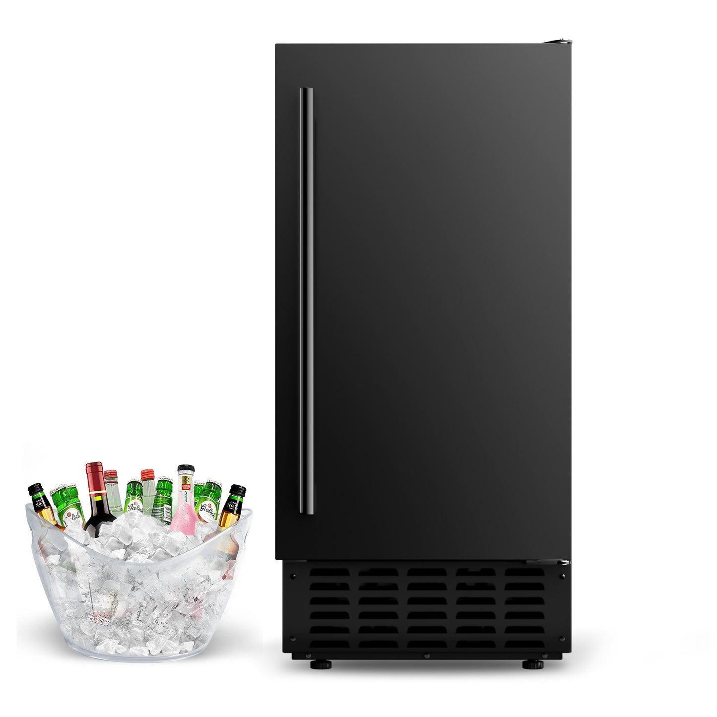 SIMZLIFE Nugget Ice Maker 66Lbs/24H, Built-in or Freestanding, Self-Cleaning, Home Bar, Black