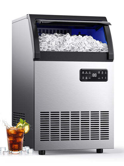 SIMZLIFE Commercial Ice Maker 200Lbs/24H, NSF Certified, Stainless Steel, Auto Cleaning