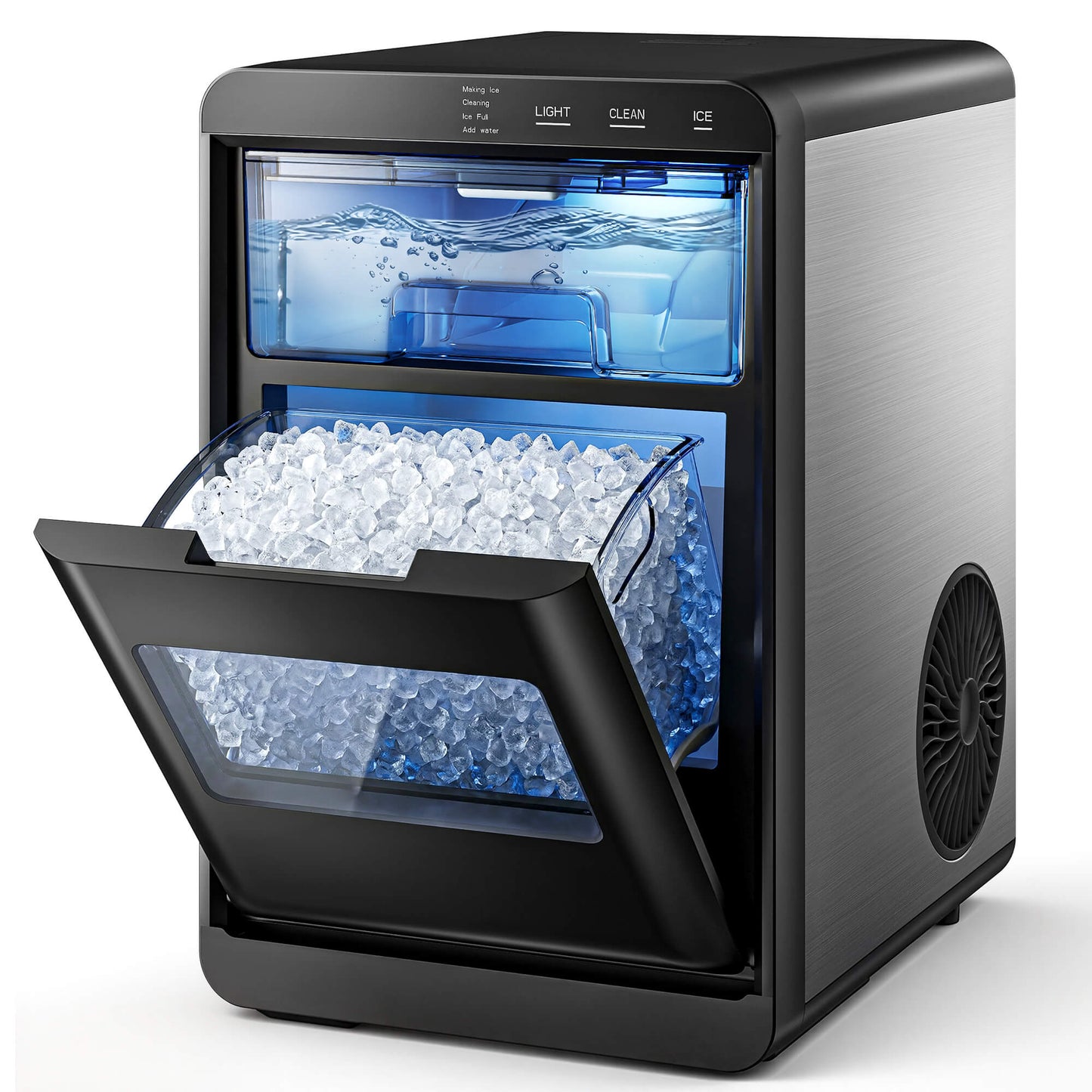 Simzlife Nugget Ice Maker Countertop, 44lbs/24H, Self-Cleaning, Chewable Crunchable Ice machine for Home/Kitchen/Party