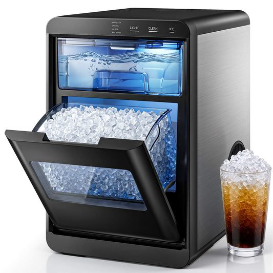 Simzlife Nugget Ice Maker Countertop, 44lbs/24H, Self-Cleaning, Chewable Crunchable Ice machine for Home/Kitchen/Party