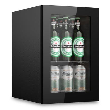 Simzlife Mini Beverage Refrigerator Cooler with Glass Door, 24-Can Mini Fridge for Home,Black