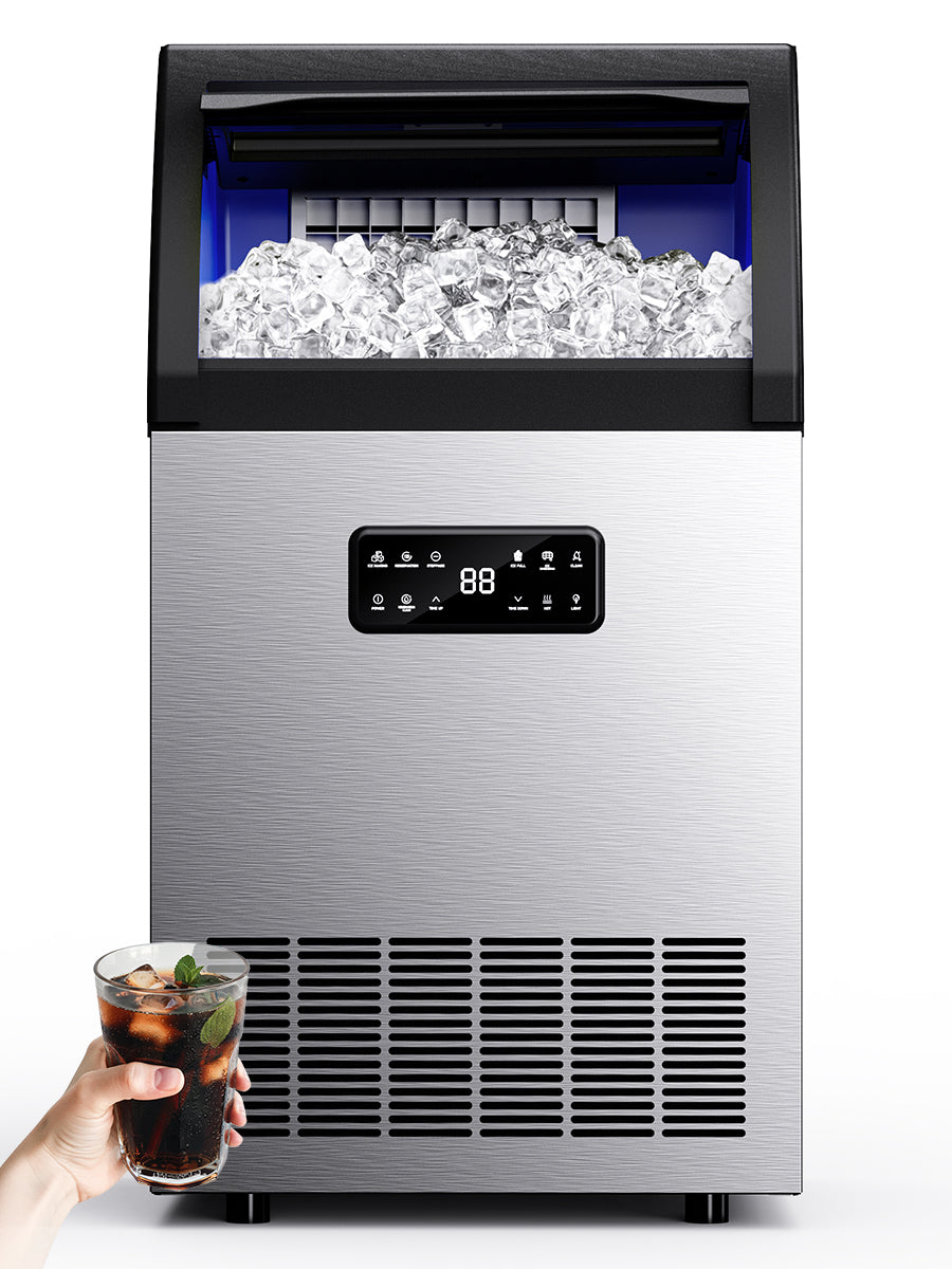 SIMZLIFE Commercial Ice Maker 100Lbs/24H, Stainless Steel, Auto Cleaning, Restaurant & Bar