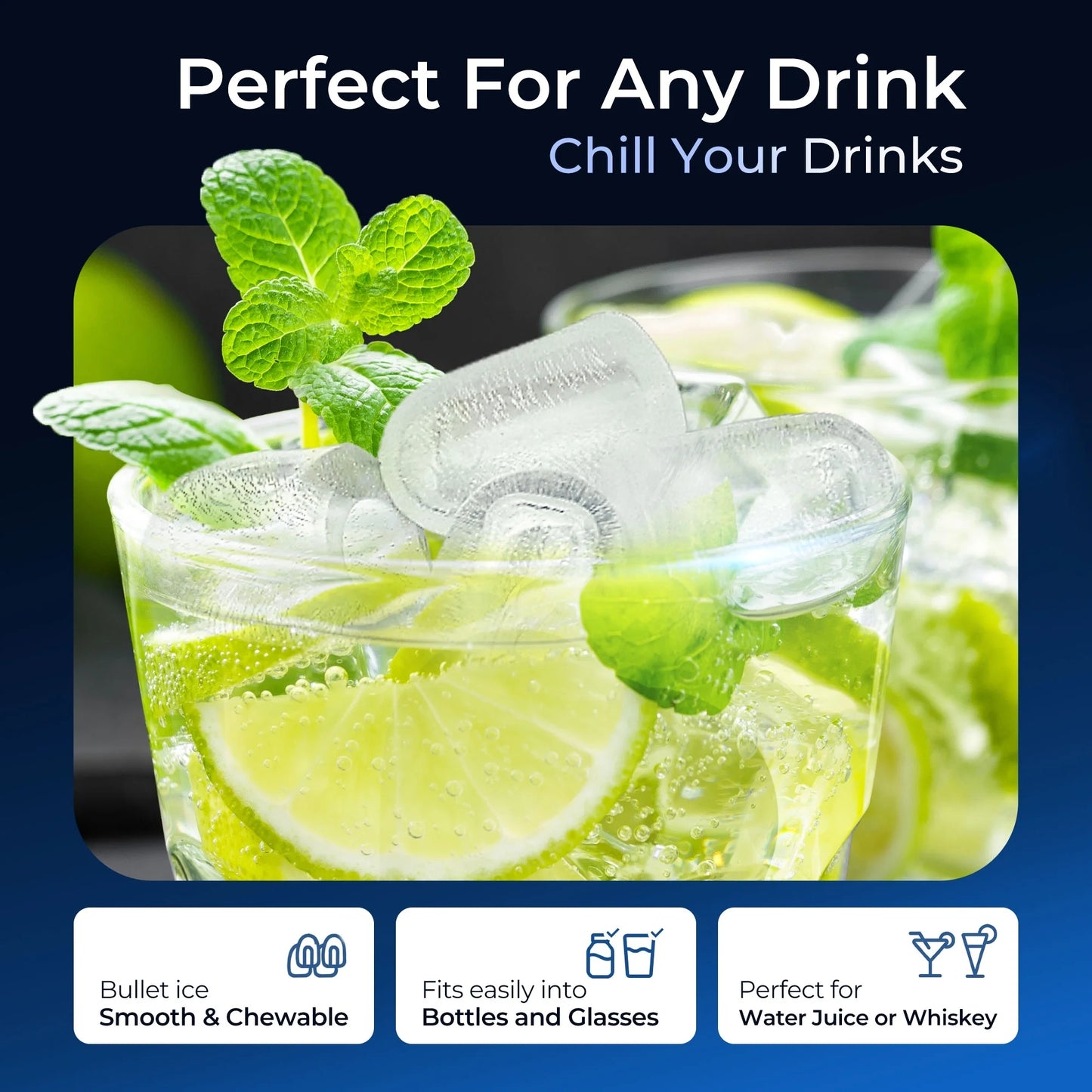 Simzlife Ice Maker Countertop, 9 Cubes Ready in 6 Mins, 26lbs in 24Hrs, Self-Cleaning Ice Machine with Ice Scoop and Basket, 2 Sizes of Bullet Ice for Home Kitchen Office Bar Party