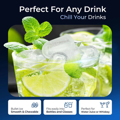 Simzlife Ice Maker Countertop, 9 Cubes Ready in 6 Mins, 26lbs in 24Hrs, Self-Cleaning Ice Machine with Ice Scoop and Basket, 2 Sizes of Bullet Ice for Home Kitchen Office Bar Party