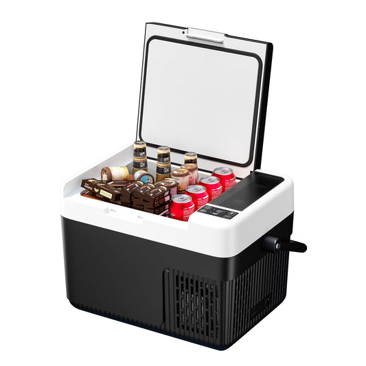 Simzlife 12V Car Refrigerator - 12QT Electric Cooler with Handle, DC/AC, -4℉~68℉, RV Freezer Fridge for RV/Camping/Travel/Truck/Home, Black