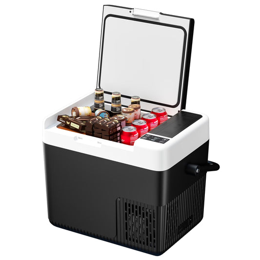 Simzlife 12V Portable Car Refrigerator - 19QT(18L), -4℉~68℉, 12/24V DC & 110-240V AC, Mini Fridge for RV/Camping/Travel/Truck/Home, Black