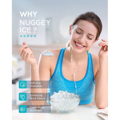 SIMZLIFE Nugget Ice Maker 66Lbs/24H, Built-in/Freestanding, Self-Cleaning, Home Bar, Silver