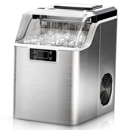 Simzlife 44Lbs/Day Portable Ice Cube Maker Machine Countertop, 2 Ways to Add Water, 14.2 in W, 14.6 in H