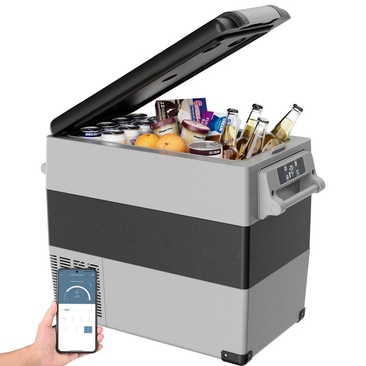 SIMZLIFE 12V Electric Car Refrigerator, 59QT RV Freezer Fridge, DC & AC - Home, Travel, Camping, Outdoor - Gray, 36.8 lb