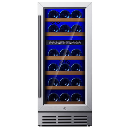 Simzlife 15 Inch Wine Fridge, Dual Zone Wine Chiller with Digital Temperature Control, Wine Cooler Upgraded Compressor Fits Low Noise, Wine Storage with Double-Layer Glass Door, 33 Bottles