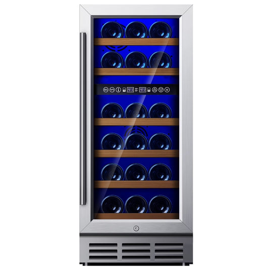 Simzlife 15 Inch Wine Fridge, Dual Zone Wine Chiller with Digital Temperature Control, Wine Cooler Upgraded Compressor Fits Low Noise, Wine Storage with Double-Layer Glass Door, 33 Bottles
