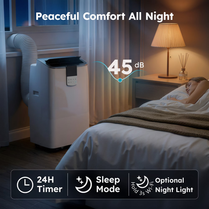 SIMZLIFE 14000 BTU Portable Air Conditioner with WIFI for Room, Portable AC Unit with Remote Control, White