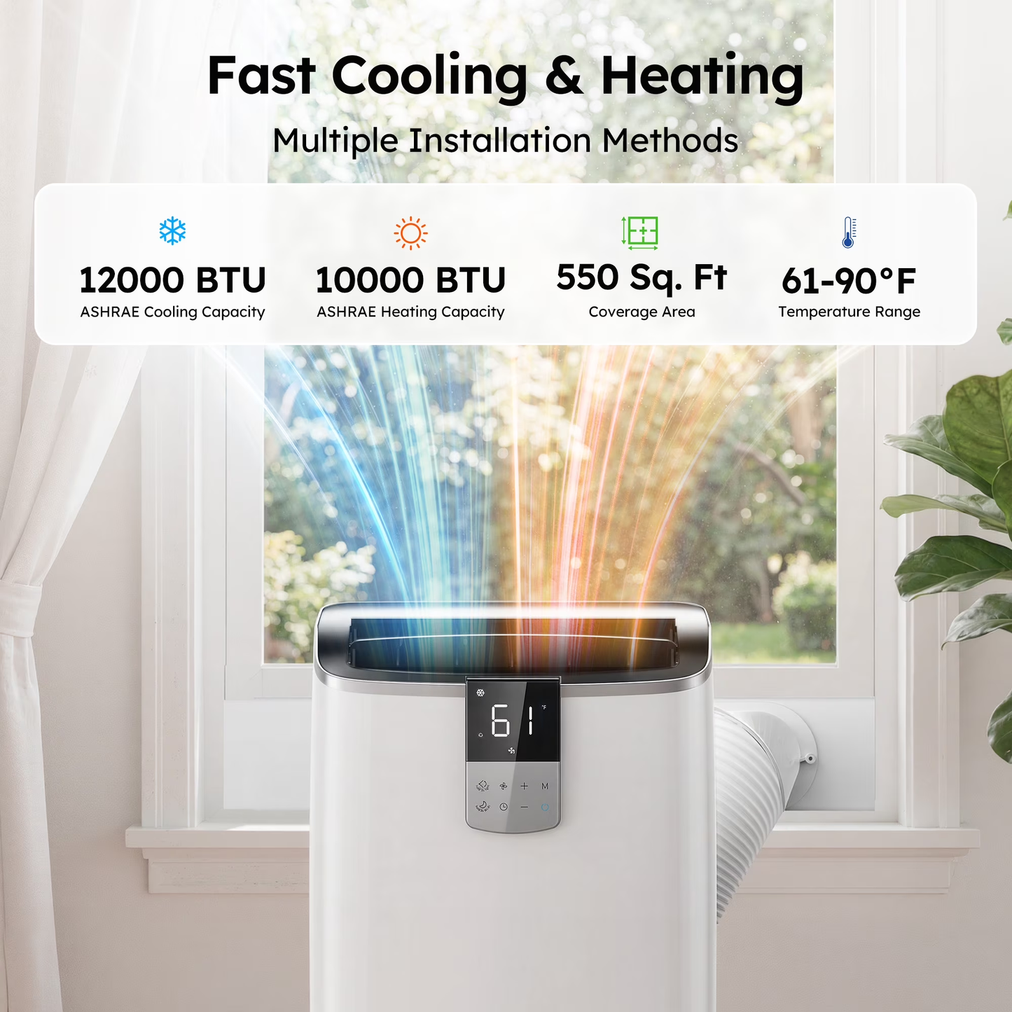 SIMZLIFE 12000 BTU Portable Air Conditioner with WIFI for Room Cooling and Heating, Portable AC Unit with Remote Control