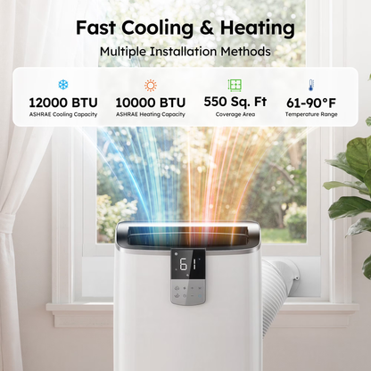SIMZLIFE 12000 BTU Portable Air Conditioner with WIFI for Room Cooling and Heating, Portable AC Unit with Remote Control