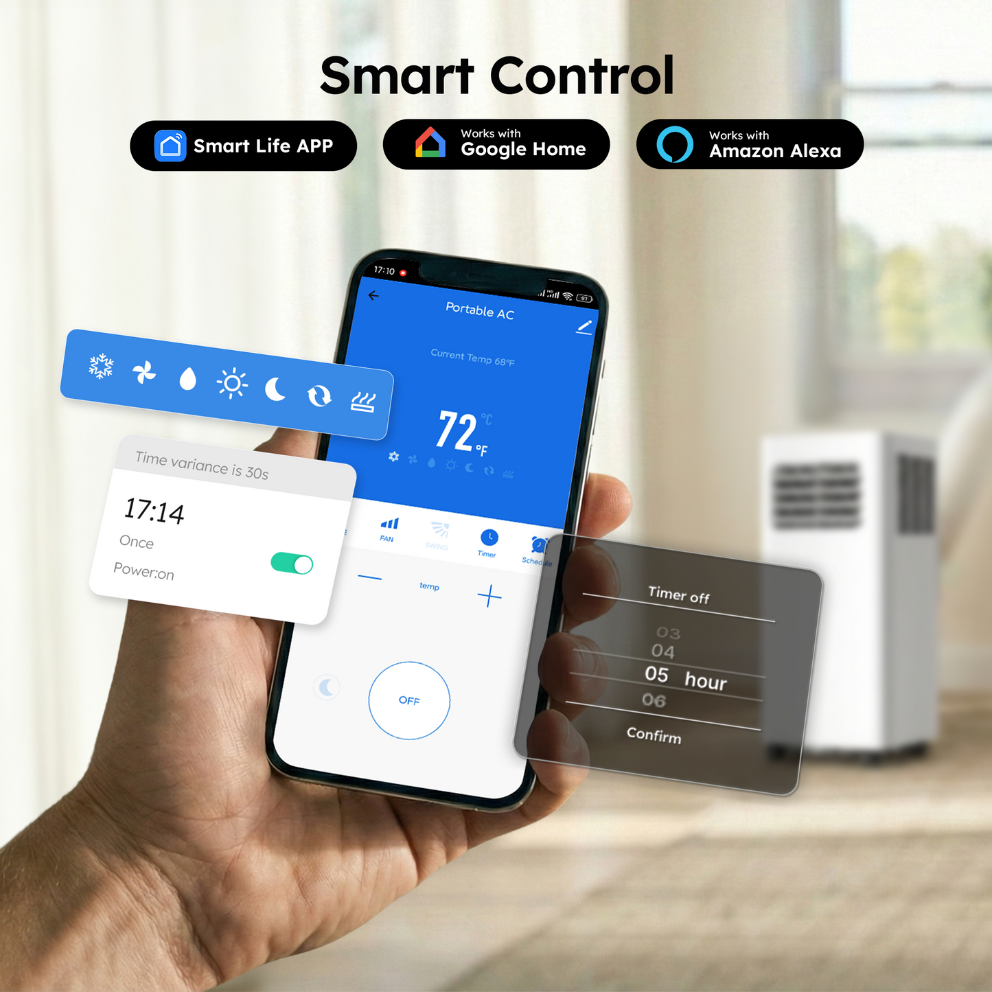 SIMZLIFE 12000 BTU Portable Air Conditioner with WIFI and Remote Control,Small AC Unit