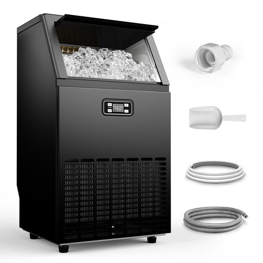 Simzlife 17.3 in. 100 lb. /24H Full Ice Sizes Commercial Ice Maker in Black, 33 lb. Storage Bin, Ice Full Alert and Auto-Cleaning