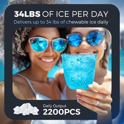 Simzlife Nugget Ice Maker Countertop with Soft Chewable Ice, 34lbs/24H, Ready in 6 Mins, Self-Cleaning, Pebble Portable Ice Machine for Home,Kitchen,Office, Silver