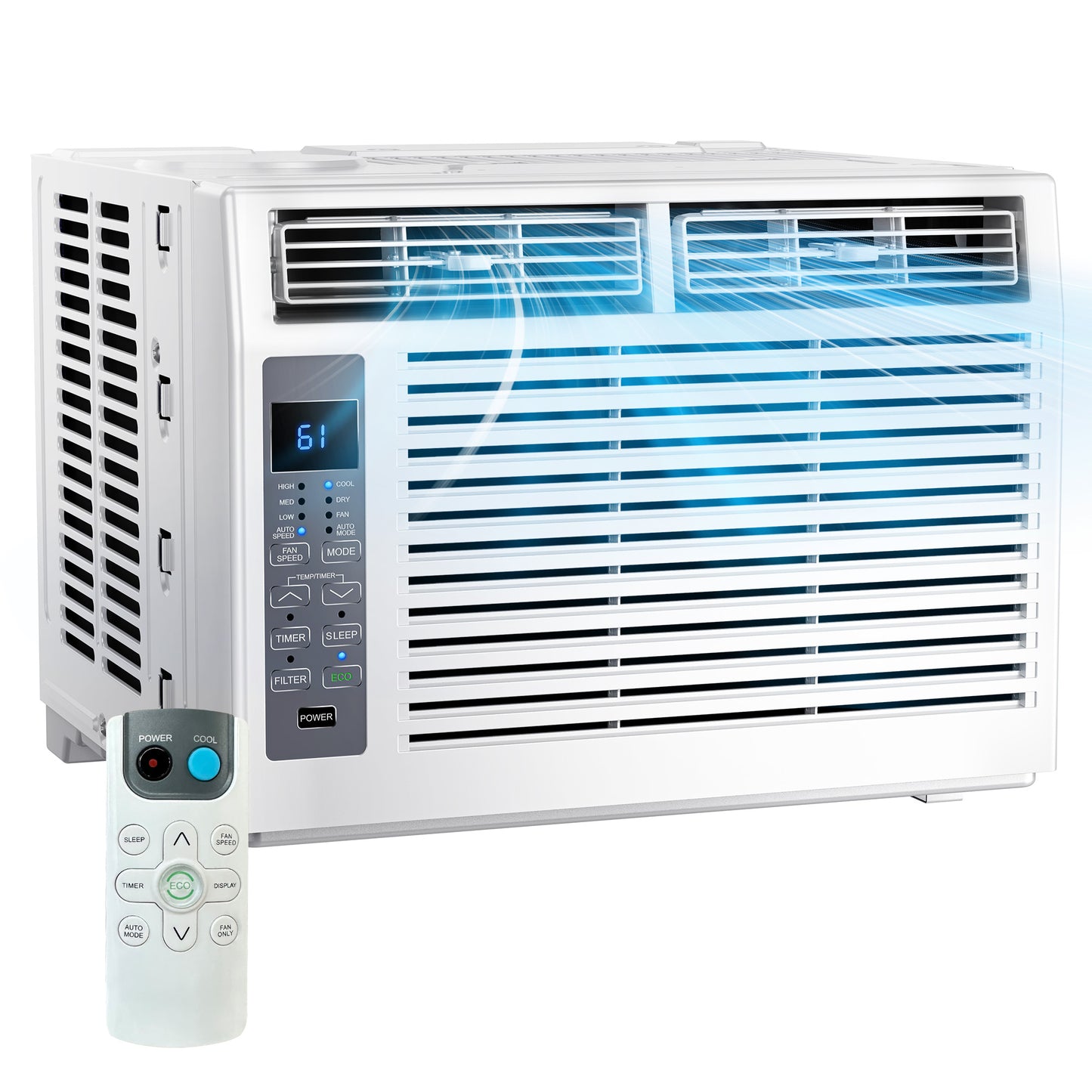 SIMZLIFE 6,000 BTU Window Air Conditioner, Cools Up To 250 Sq Ft, 3 Cooling Modes, Remote Control