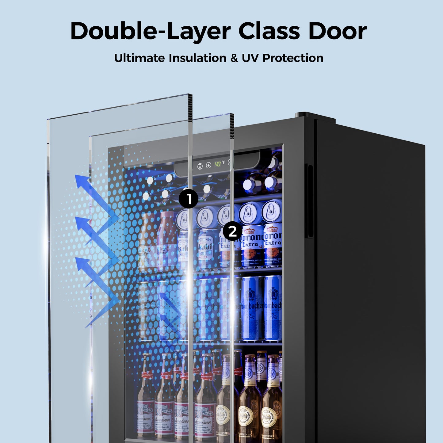 Simzlife 100 Can Beverage Refrigerator and Cooler with Glass Door for Home, 18.8 in D, 25 in H, Black