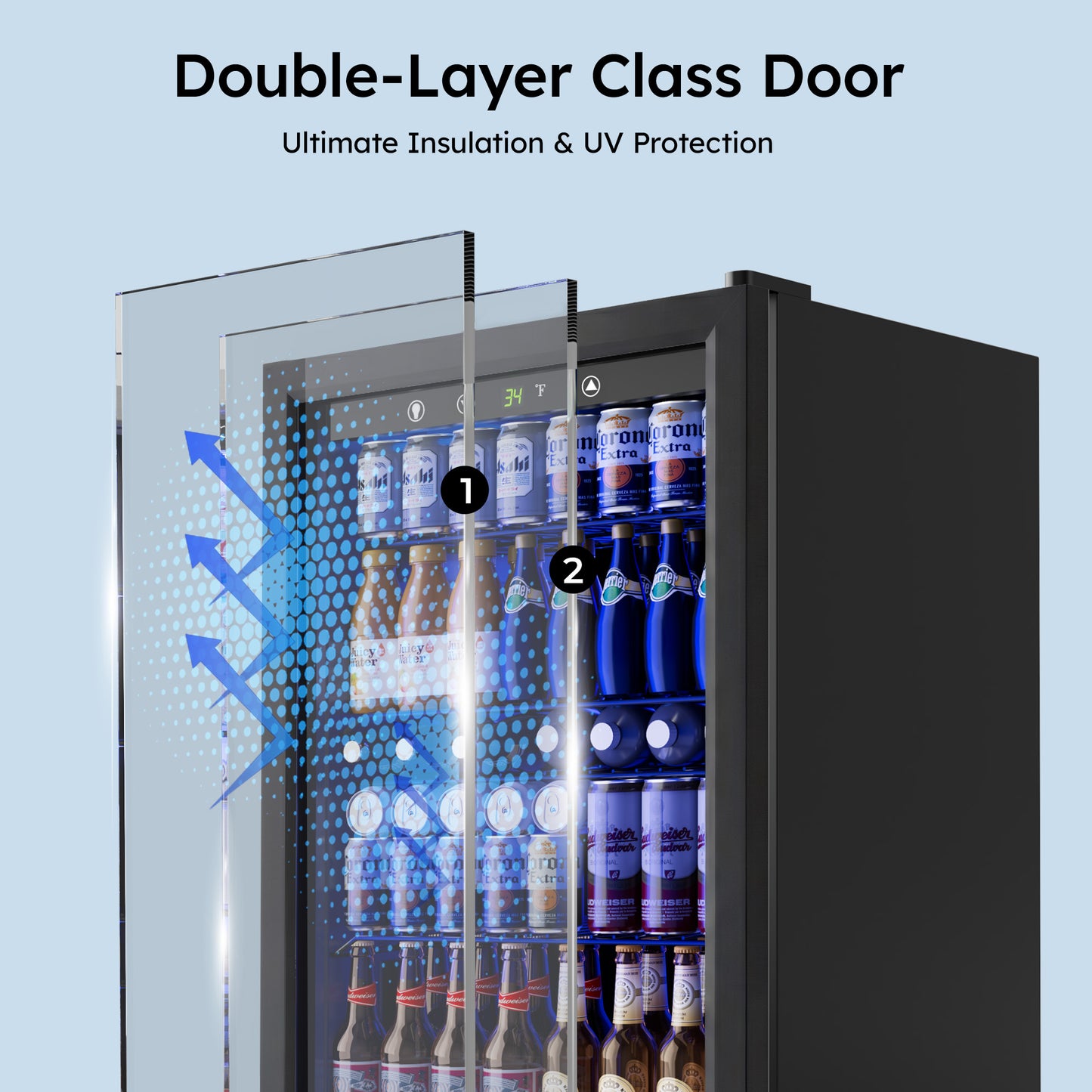 Simzlife 4.5 Cu.ft Beverage Refrigerator and Cooler, 145 Can Mini fridge with Glass Door for Soda Beer Wine, Small Drink Dispenser with Digital Adjustable Thermostat for Home Office Bar