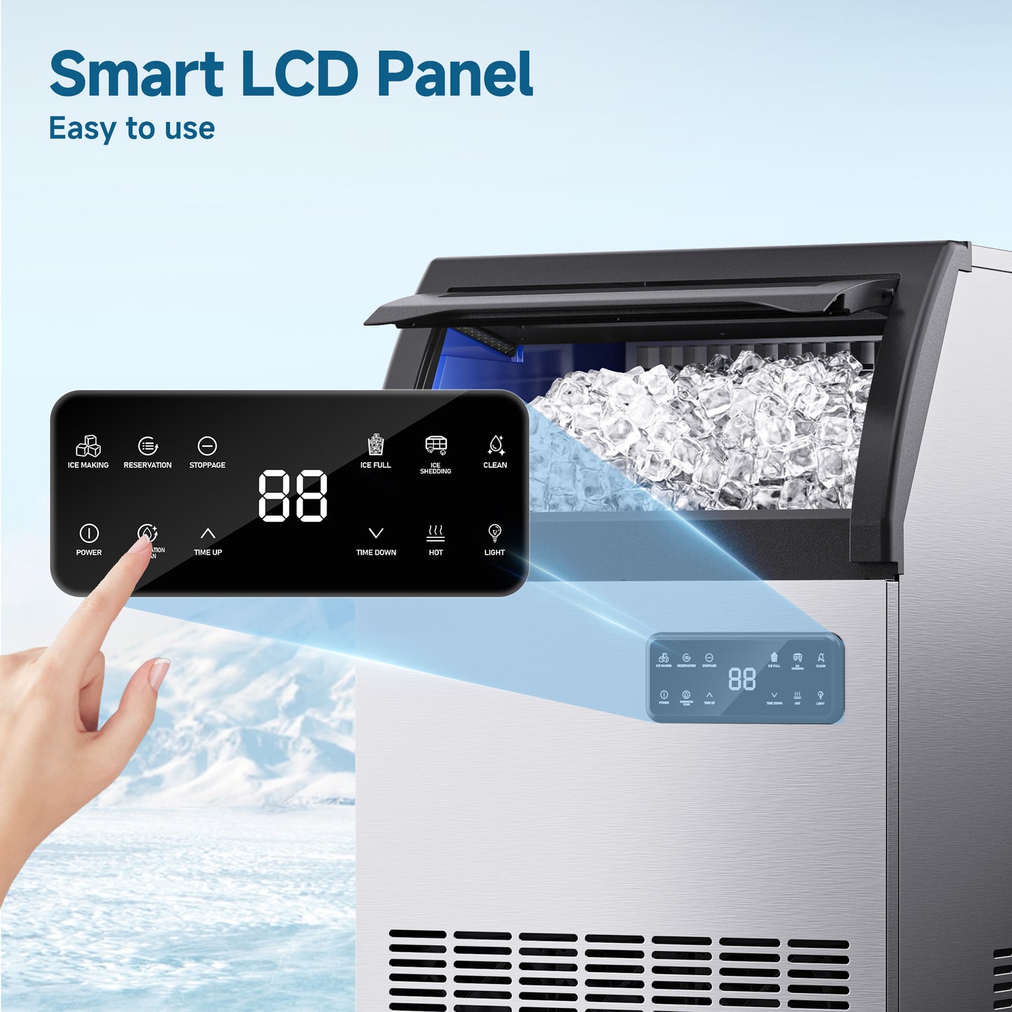SIMZLIFE Commercial Ice Maker 200Lbs/24H, NSF Certified, Stainless Steel, Auto Cleaning