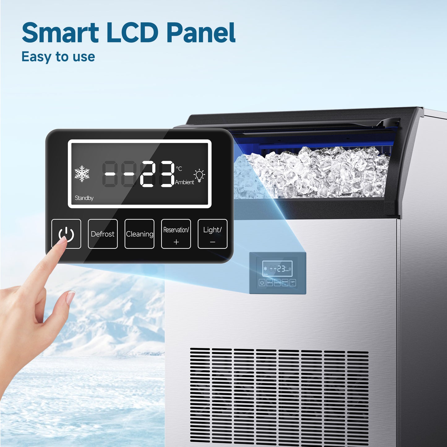 SIMZLIFE Commercial Ice Maker 300Lbs/24H with 33LB Storage Bin, Stainless Steel