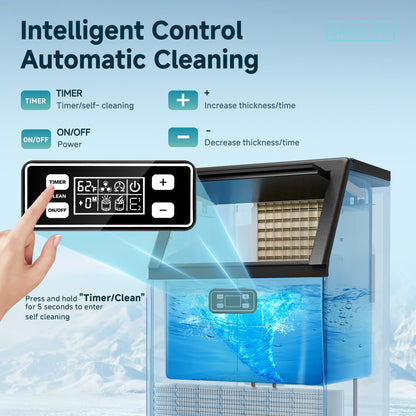 Simzlife 17.3 in. 100 lb. /24H Full Ice Sizes Commercial Ice Maker in Black, 33 lb. Storage Bin, Ice Full Alert and Auto-Cleaning