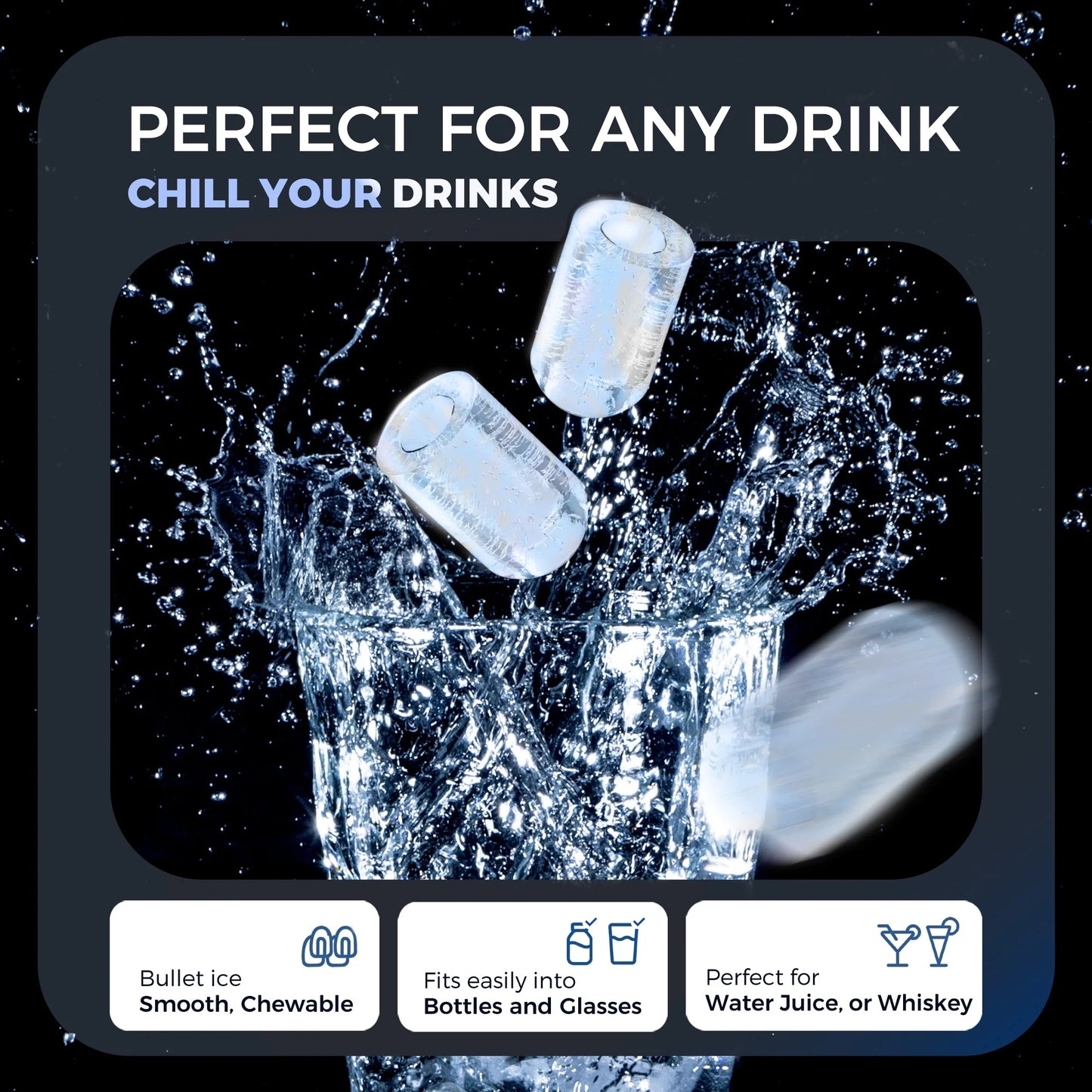 Simzlife 26 lbs/24H Countertop Ice Maker Machine, 9 Bullet-Shaped Ice in 6 Min, Auto-Cleaning