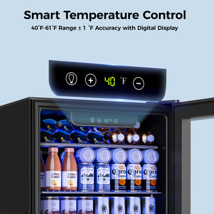 Simzlife 100 Can Beverage Refrigerator and Cooler with Glass Door for Home, 18.8 in D, 25 in H, Black
