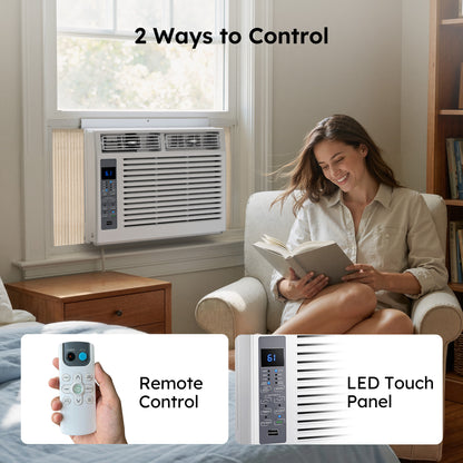 SIMZLIFE 6,000 BTU Window Air Conditioner, Cools Up To 250 Sq Ft, 3 Cooling Modes, Remote Control