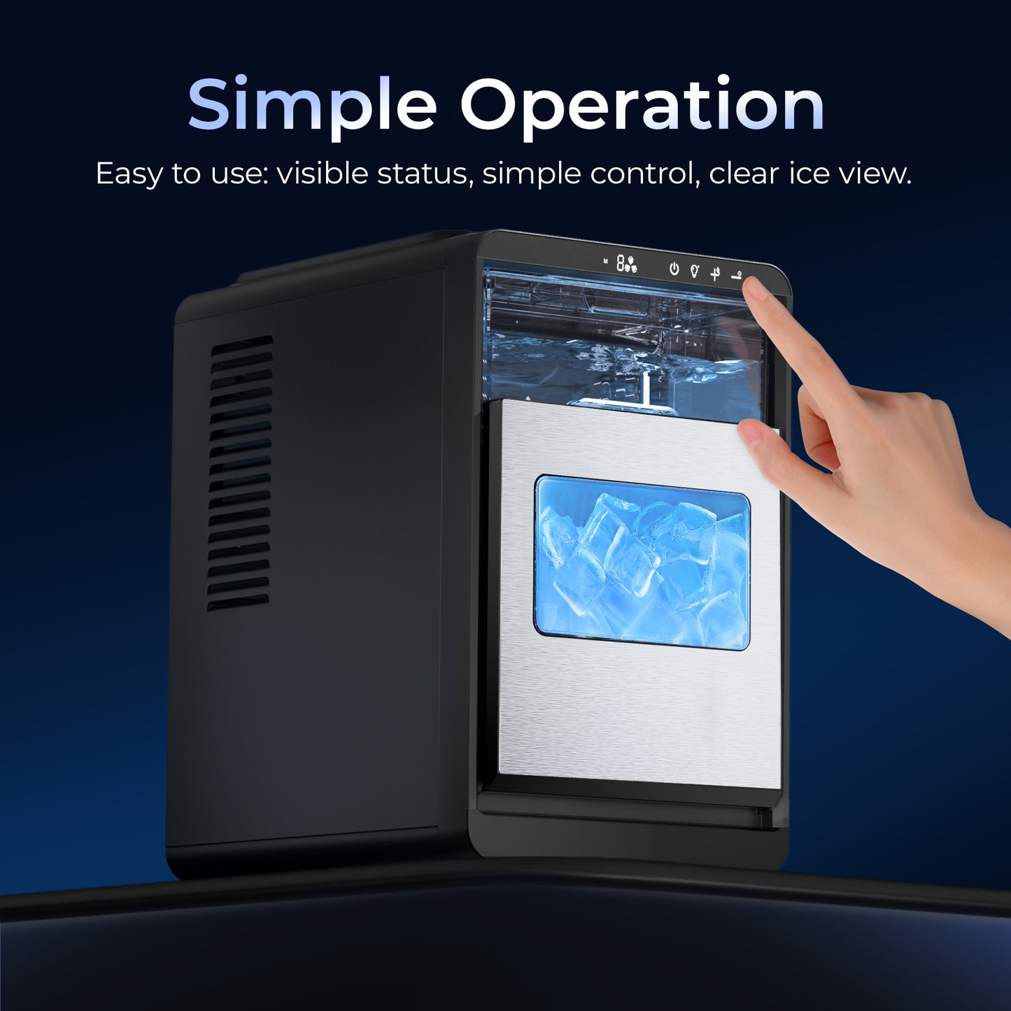Simzlife Crescent Ice Makers Countertop, 35Lbs/24H, 16Pcs in 12Mins, Auto Deep Cleaning, Timer, Portable Crescent Ice Maker Countertop with Crystal-Clear Ice Cubes for Home/Office/Party