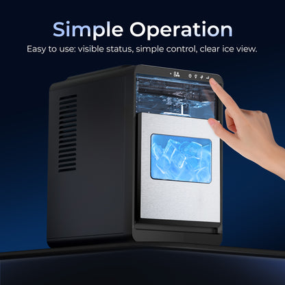 Simzlife Crescent Ice Makers Countertop, 35Lbs/24H, 16Pcs in 12Mins, Auto Deep Cleaning, Timer, Portable Crescent Ice Maker Countertop with Crystal-Clear Ice Cubes for Home/Office/Party