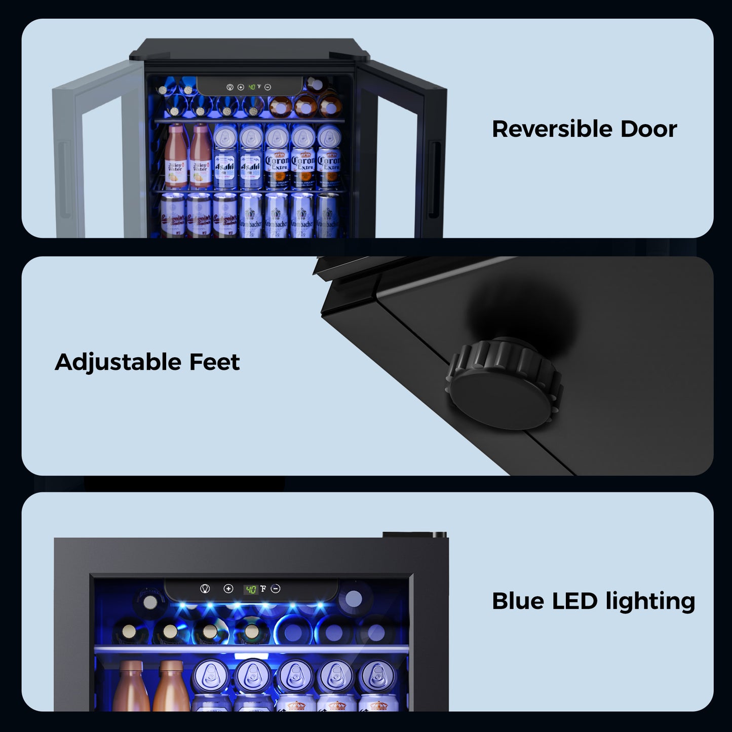Simzlife 100 Can Beverage Refrigerator and Cooler with Glass Door for Home, 18.8 in D, 25 in H, Black